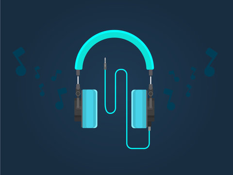 headphone art flat design ilustration
