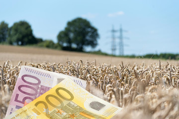 Euro Geldscheine und Landwirtschaft in Europa