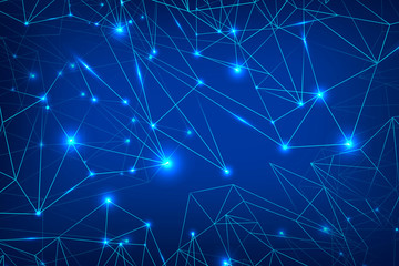 Fototapeta premium Connecting lines on a blue background illustration