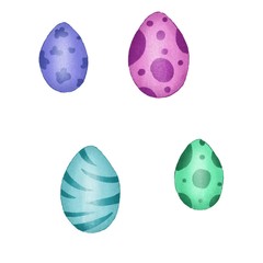 Digital illustration. Colored eggs of different sizes.