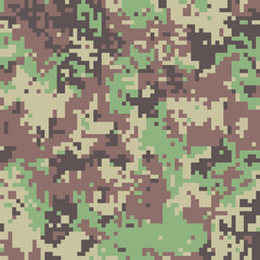 Pixel style urban color camouflage seamless military pattern,  fabric texture, tile, abstract illustration, pixelated vector background. Design for clothes, game, web, mobile app