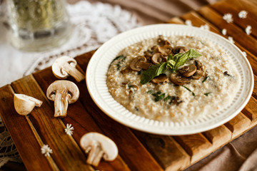 oatmeal porridge with mushrooms