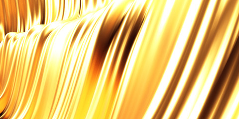 Golden abstract wavy liquid background