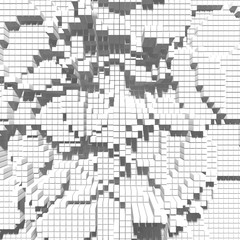 White cubes structure. Abstract futuristic background.