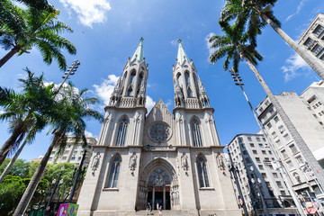 Sao Paulo / Brazil - 02 08 2020: The main cathedral of Sao Paulo - Se de Sao Paulo 