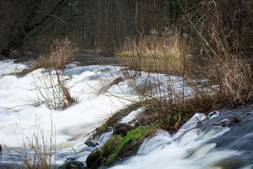 Fototapeta na wymiar Long expore of Stockamöllan river rapids in Scania southern Sweden