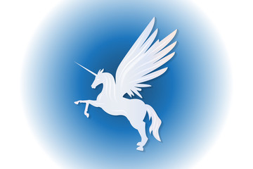 Unicorn horse flying on sky icon logo vector imge
