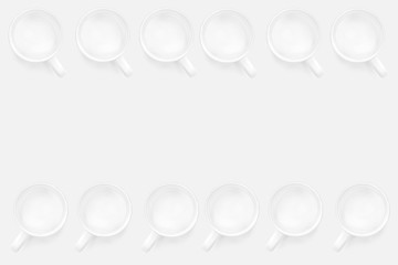 White cups on a white background.