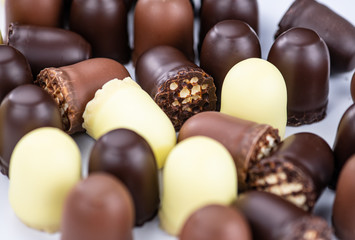 Chocolate Marshmallows (close up shot; selective focus)