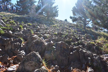 Stones going up into the sky.