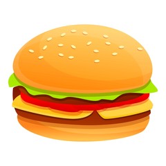 Burger icon. Cartoon of burger vector icon for web design isolated on white background