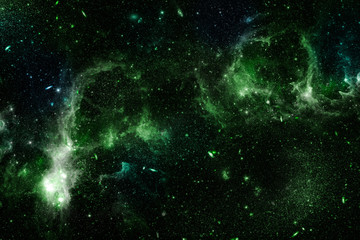 Green nebula on a black galaxy background