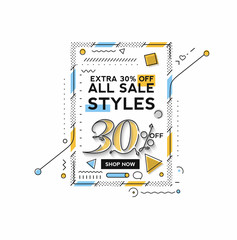 30% OFF Flash Sale Discount Banner Template Promotion Big sale special offer. end of season special offer banner. vector illustration.
