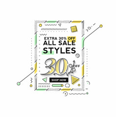 30% OFF Flash Sale Discount Banner Template Promotion Big sale special offer. end of season special offer banner. vector illustration.