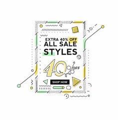 40% OFF Flash Sale Discount Banner Template Promotion Big sale special offer. end of season special offer banner. vector illustration.