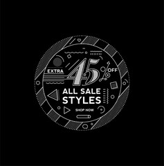 45% OFF Flash Sale Discount Banner Template Promotion Big sale special offer. end of season special offer banner. vector illustration.