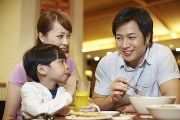 Family having a meal together