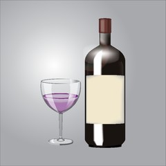 wine bottle with glass