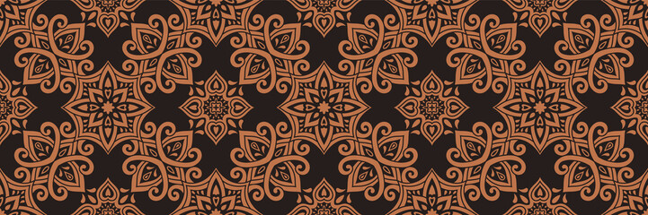 Azulejos ceramic tile design. Talavera tracery motif. Unique creative endless fill swatch. Portuguese, Spanish, Mexican, Brazilian folklore ornament. Ethnic style vector hand drawn seamless pattern.