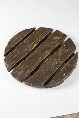 Wooden board for food on a white background