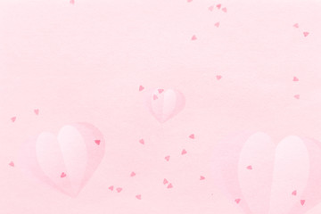 Heart confetti pattern on a flamingo pink background