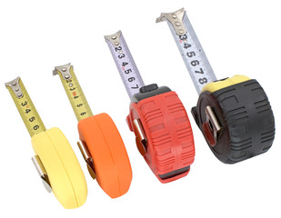 four tape measure isolated on white