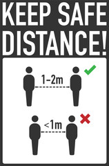 during the coronavirus epidemic keep their distance in yellow line to stay safe. illustration