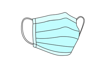 Medical mask from the protection of bacteria and viruses in 3d in isolated background. illustration