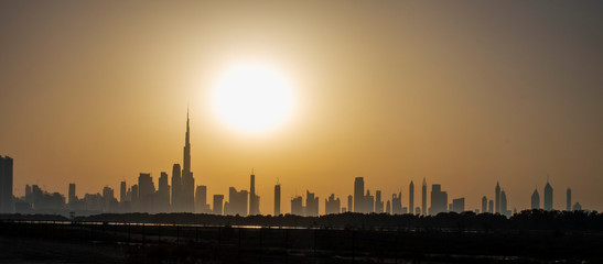 Silhouette of Dubai city