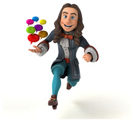 3D Illustration of a cartoon man in historical baroque costume
