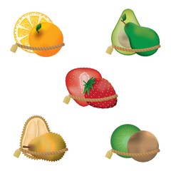 collection of fruits tie up with tag