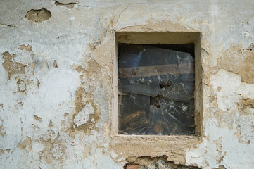 broken window of old ruin