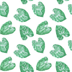 Green leaves painted by watercolor