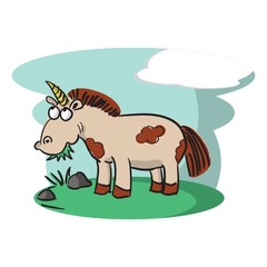 unicorn eating grass