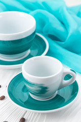 white cups on a white background