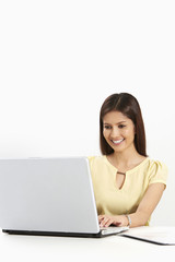 Obraz premium Businesswoman working on the laptop