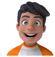 Fun 3D cartoon Asian teenager .