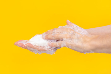 Woman washing hands