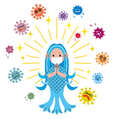 Illustration of AMABIE. The Japanese specter said corrects an infectious disease.