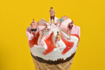 Ice Cream In Waffle Cone and Miniature People