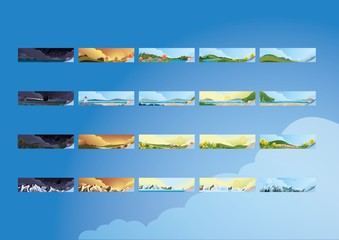 A collection of landscape banners illustration.