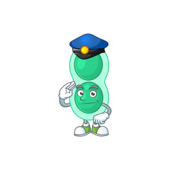 A dedicated Police officer of green streptococcus pneumoniae cartoon drawing concept
