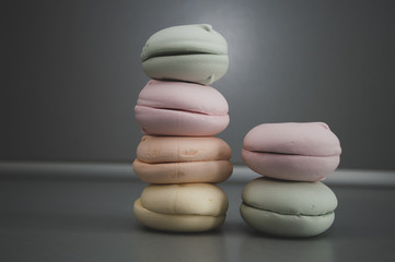 colourful marshmallow on a white background
