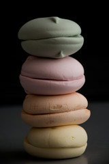 colourful marshmallow on a white background