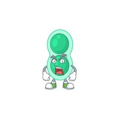 Green streptococcus pneumoniae cartoon drawing style with angry face