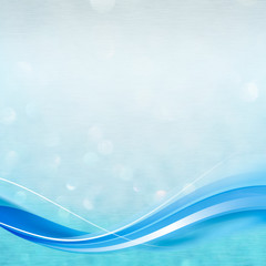 Blue curve frame template on a glittery background