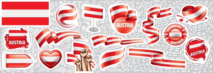 Vector set of the national flag of Austria in various creative designs