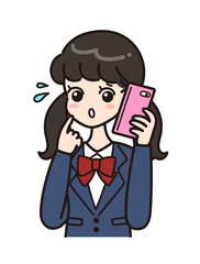 学生　スマホ　ポーズ