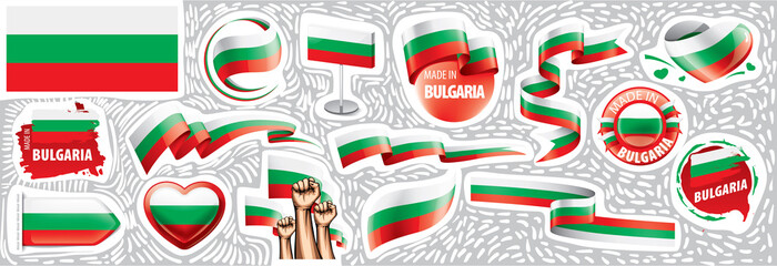 Vector set of the national flag of Bulgaria in various creative designs