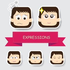Girl with different expression